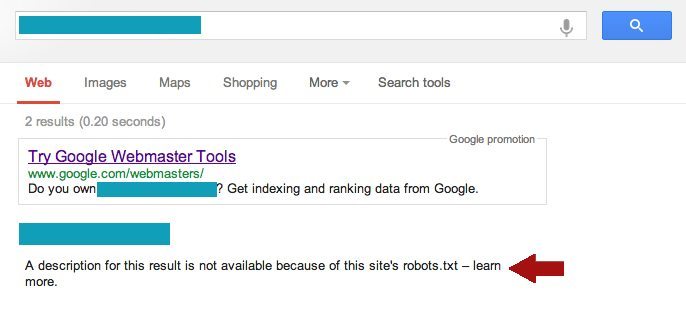 Robots.txt Blocked Website Message