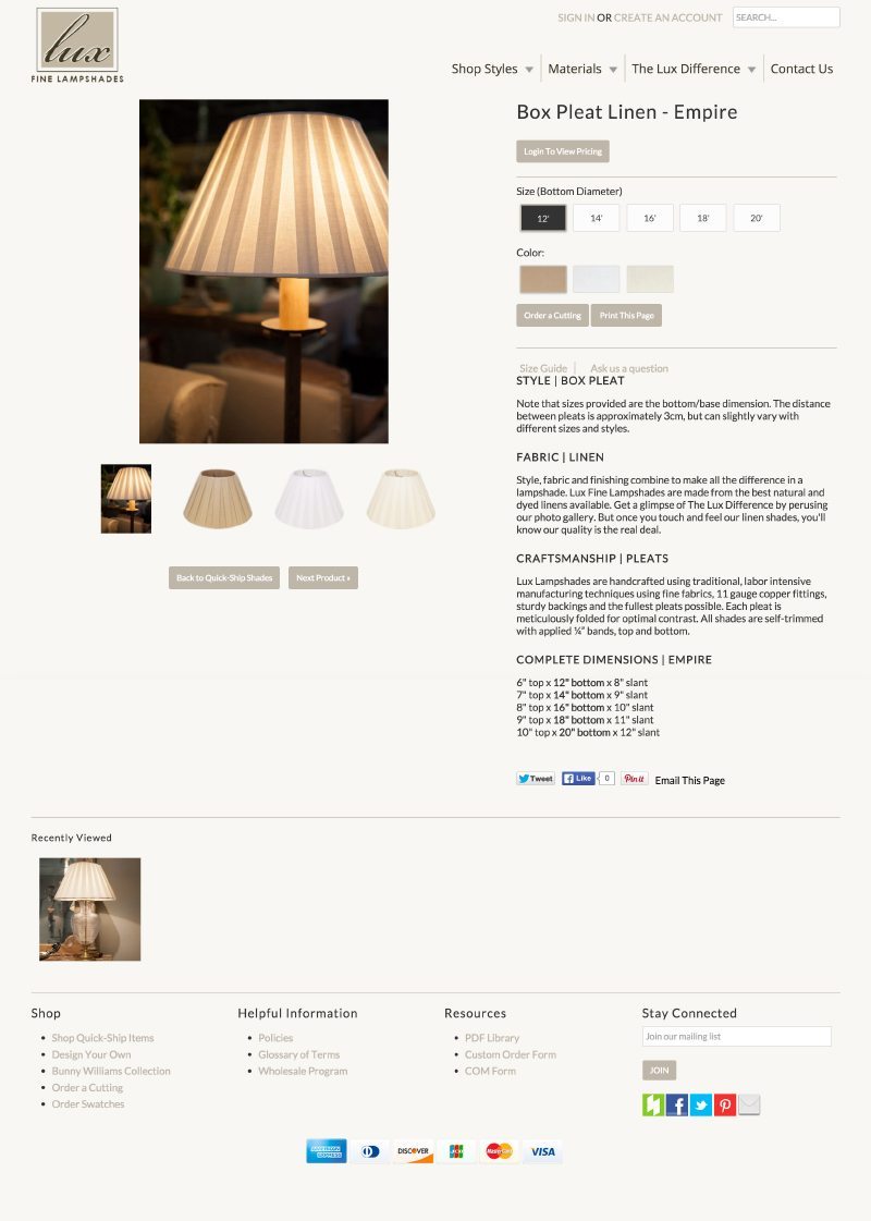 Epic Notion Digital Marketing | Lux Lampshades E-Commerce Website Development and Design